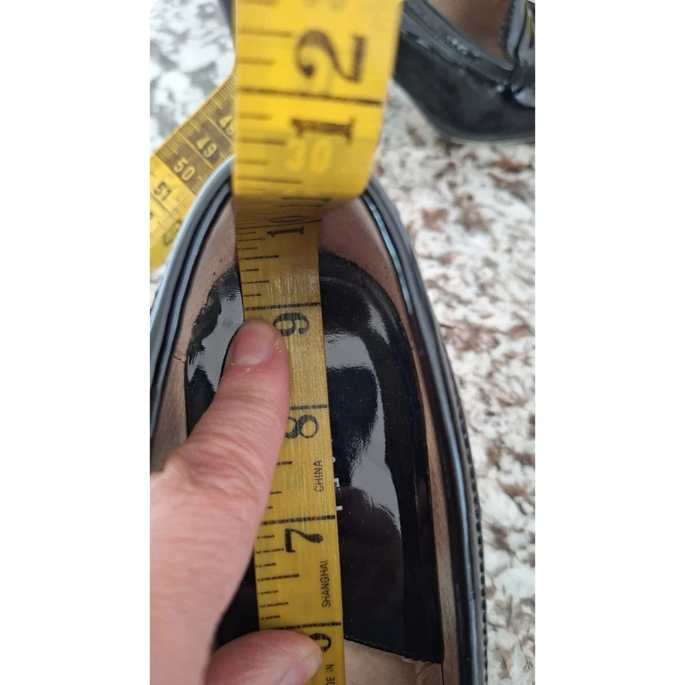 Michael Michael Kors Black Patent Leather Penny Loafer Block Heel Pumps Mens 7M